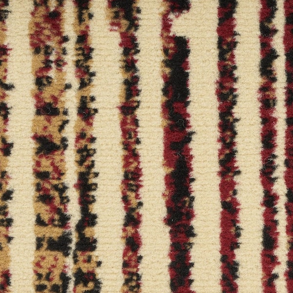 8 ft. x 10 ft.Tan Black and Red Striped Non Skid Area Rug