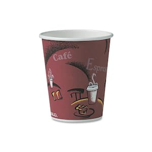 Solo 10 oz. Maroon Disposable Paper Cups, Hot Drinks, Bistro Design, 300/Carton