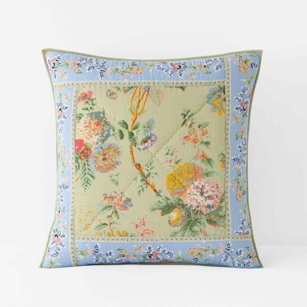 The Company Store Company Cotton Faelynn Blue Multi Patchwork Quilt Cotton Euro Sham