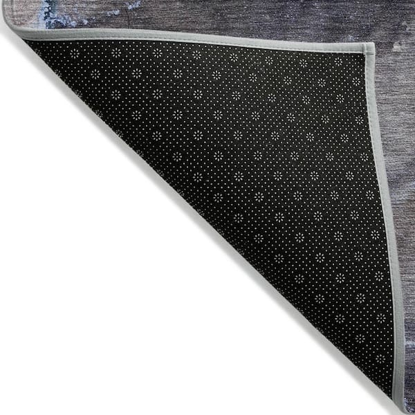 Navy Blue 8 ft. x 10 ft. Woven Abstract Polyester Rectangle Indoor / Outdoor Area Rug
