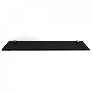 18 in. L x 0.37 in. H x 6 in. W Floating Wall Mount Black Tempered Glass Rectangular Shelf in Chrome Brackets