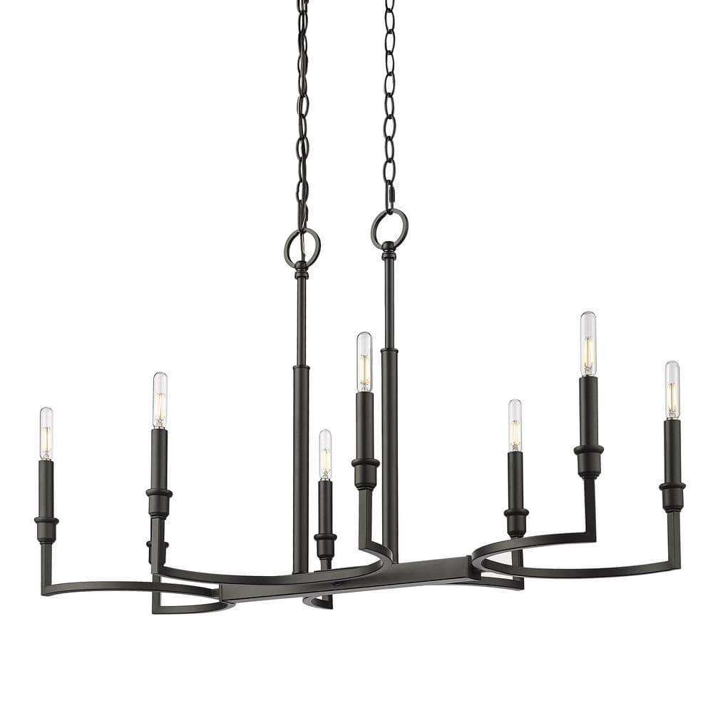 Golden Lighting Ellyn 8-Light Matte Black Starburst Linear Pendant