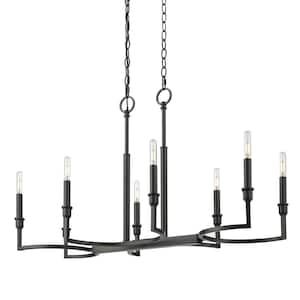 Ellyn 8-Light Matte Black Starburst Linear Pendant Light