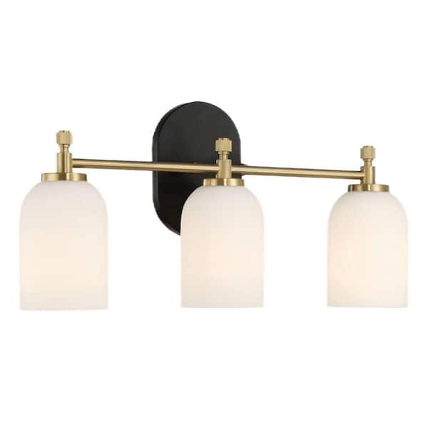 20.5 in. 3 Light Black Wall Sconce with Candlestick Shade No Bulbs Included
