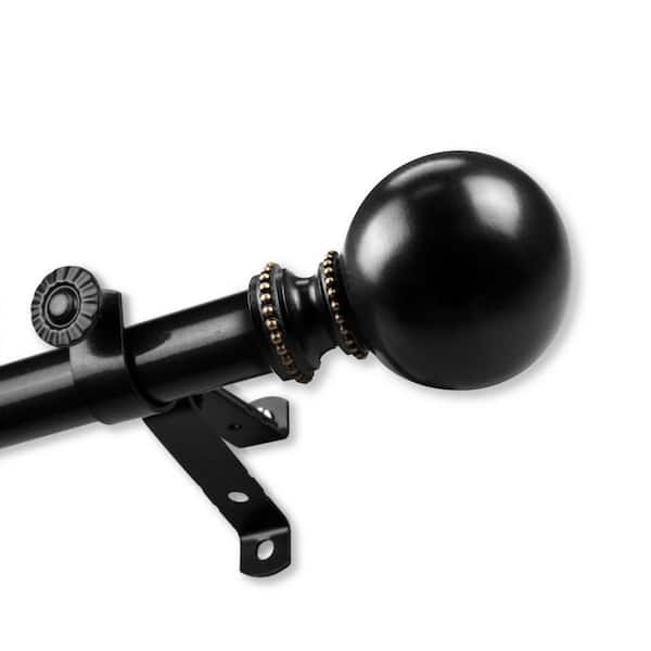 Unbranded 28 in. to 48 in. Adjustable 13/16 in. Stevie Single Curtain Rod in Black