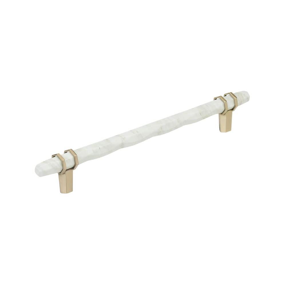 Carrione 8 in. (203mm) Center-to-Center Marble White/Golden Champagne Bar Cabinet Pull price history on PriceWatchPro