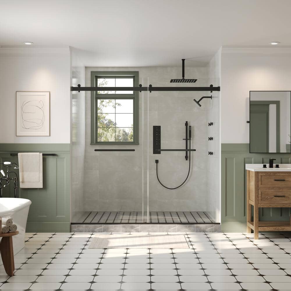 Matte Black Dual Shower System with Adjustable Body Jets