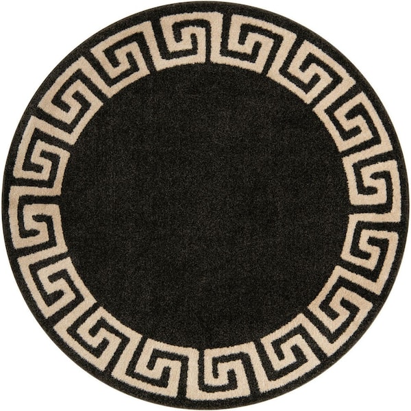 Unique Loom Athens Modern Charcoal 6' 0 x 6' 0 Round Rug