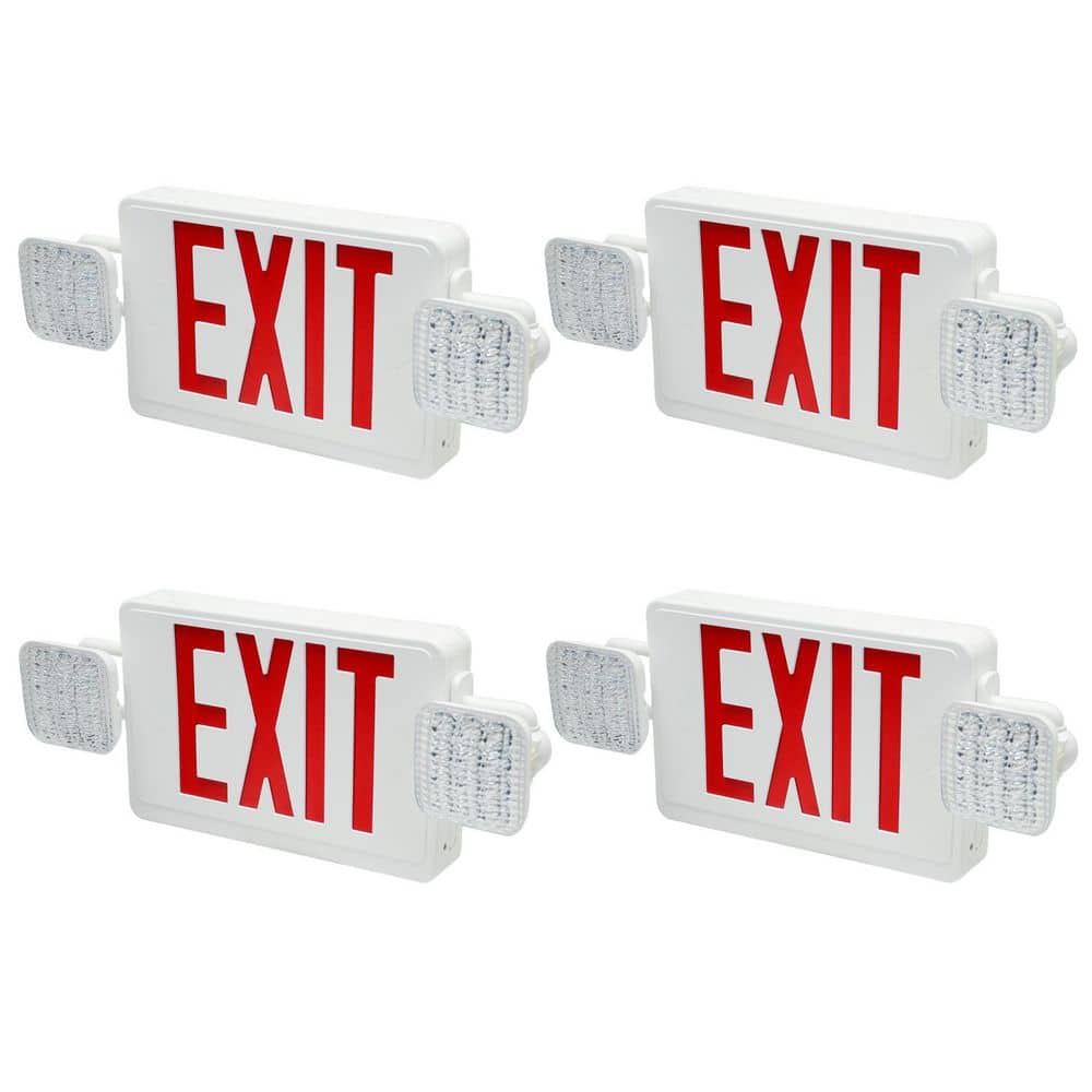 Combo 20-Watt Equivalent 120/277-Volt Integrated LED White Exit Sign and Emergency Light w/ 3.6-Volt Battery (4-Pack) price history on PriceWatchPro