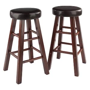Maria Cushion Seat 24 in. H Espresso and Walnut Counter Stool Set (2-Pieces)
