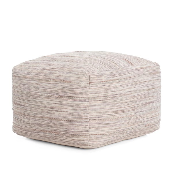 Anji Mountain Joya Gray 22 in. x 22 in. x 16 in. Gray and Ivory Pouf