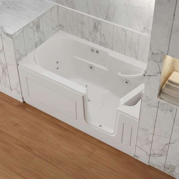 WTHDX Series 30 in. x 59 in. Left Drain Whirlpool Walk-in Bathtub in White with Easy Step Door