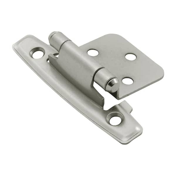 Surface Mount Variable Overlay Face Frame Self-Close Satin Nickel Cabinet Door Hinges (5-Pairs)