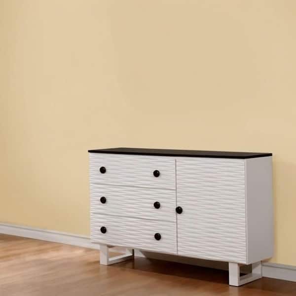 Meir White and Dark Walnut 3-Drawer 1-Door 48 in. Wide Dresser Meir White and Dark Walnut 3-Drawer 1-Door 48 in. Wide Dresser