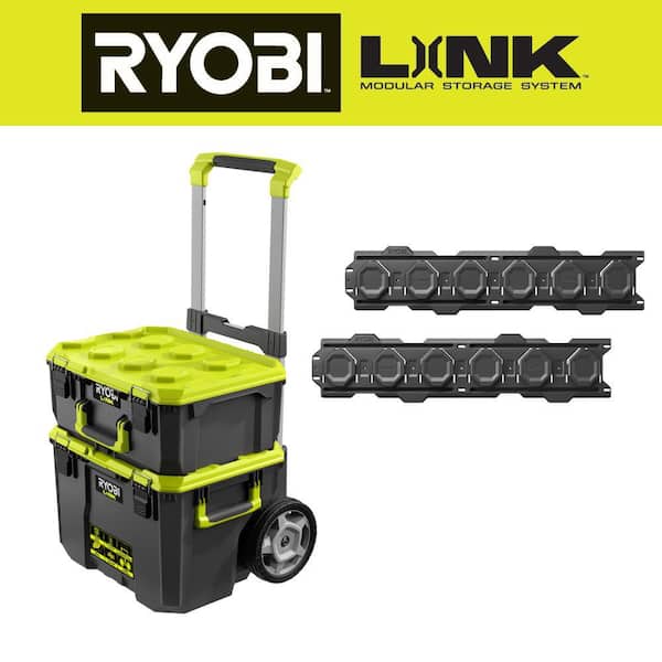 RYOBI LINK Rolling Tool Box w/ Medium Tool Box and Wall Rail (2-Pack)