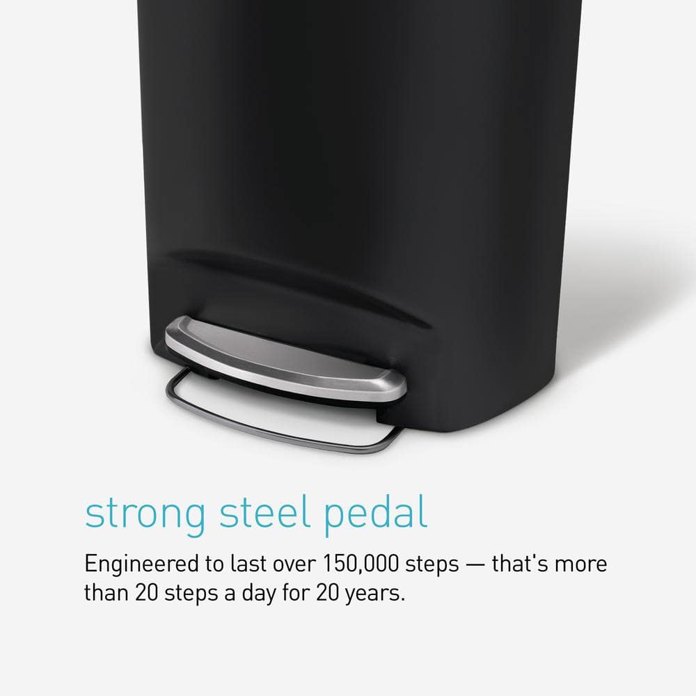 Black Plastic Semi-Round Step Trash Can with Steel Pedal