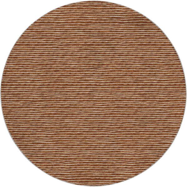 Dream Shag Premium Machine Washable Abstract ADS138 Paprika 8 ft. x 8 ft. Round Rug