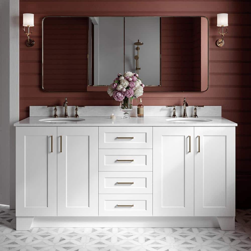 Taylor 72 in. Double Sink Freestanding Bathroom Vanity in White with 0.75 in. Carrara White Marble Top price history on PriceWatchPro