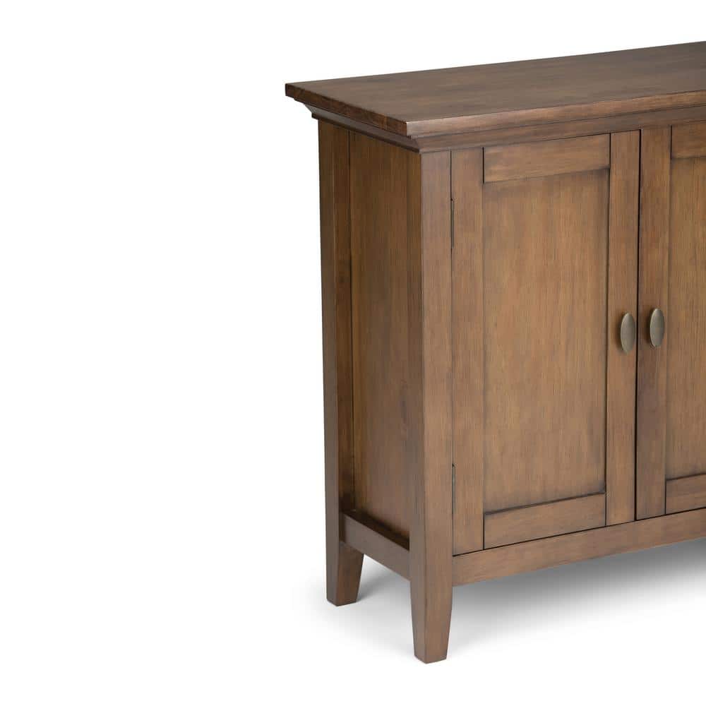 Rustic Natural Aged Brown Solid Hardwood Low Cupboard with Adjustable Shelving