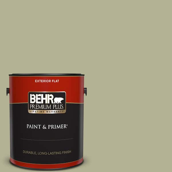 BEHR PREMIUM PLUS 1 gal. #PPU9-20 Dill Seed Flat Exterior Paint & Primer