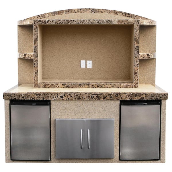 Cal Flame Paradise Stucco and Tile Outdoor Entertainment Center Serving