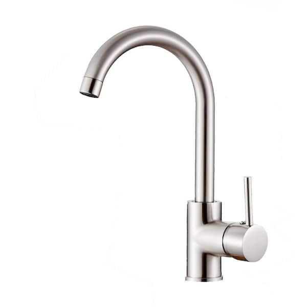 WELLFOR Single Handle Standard Kitchen Faucet with 360° Rotation in Brushed Nickel