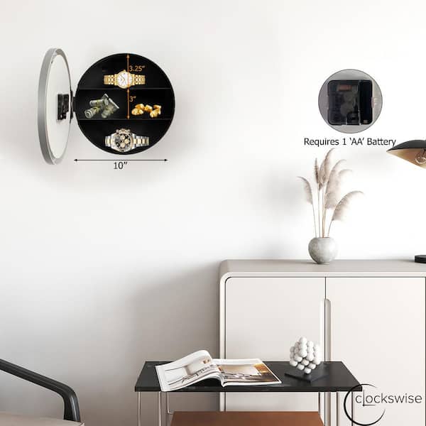 CLOCKWISE Wall Mounted Clock with Hidden Storage Door