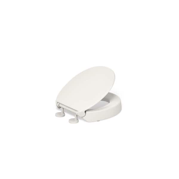 KOHLER Hyten Elevated Quiet-Close Round-Front Toilet Seat in Biscuit
