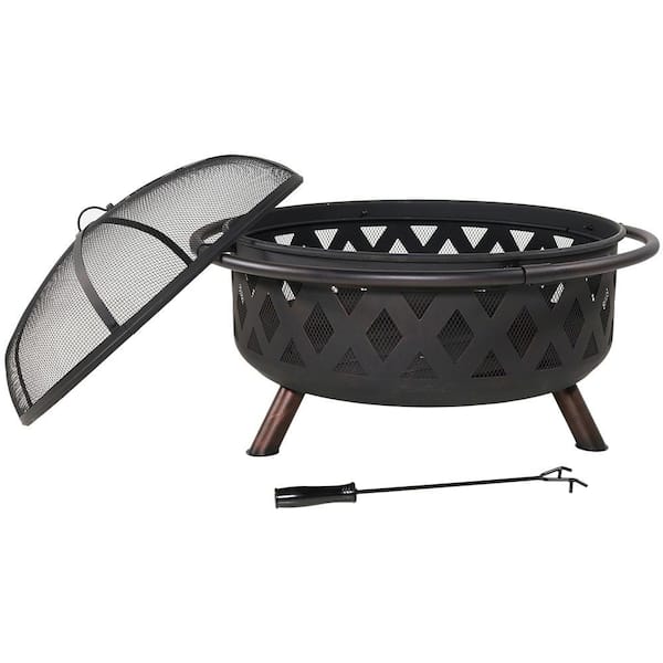 Details about   Sunnydaze 36" Fire Pit Steel with Black Finish Crossweave with Spark Screen 