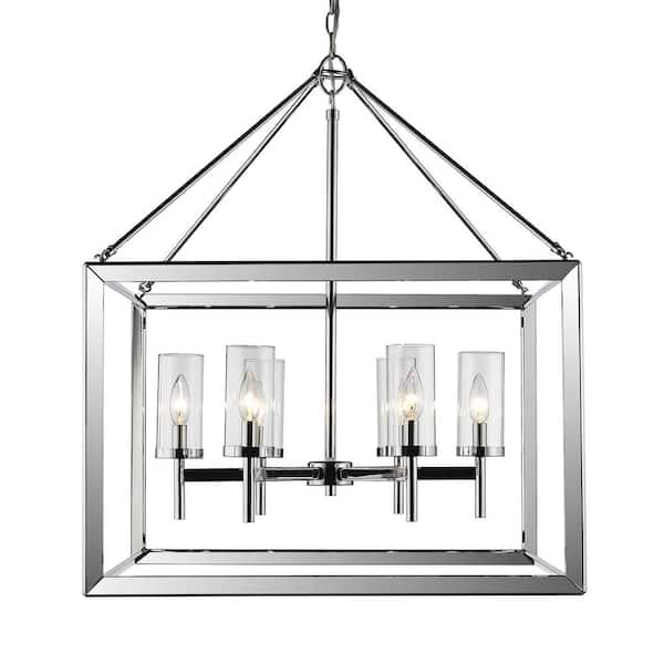 Smyth 6-Light Chrome Chandelier with Clear Glass Shade