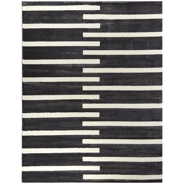 BALTA Colter Charcoal 6 ft. 7 in. x 9 ft. Striped Area Rug