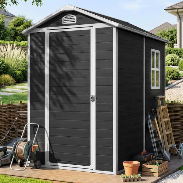 ToolCat 4 ft. W x 6 ft. D Plastic Shed with Side Window with Floor