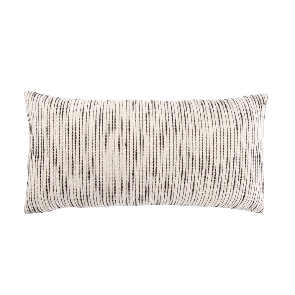 Jaipur Living Saxon Stripe White/ Gray Polyester Lumbar 12 in. x 24 in