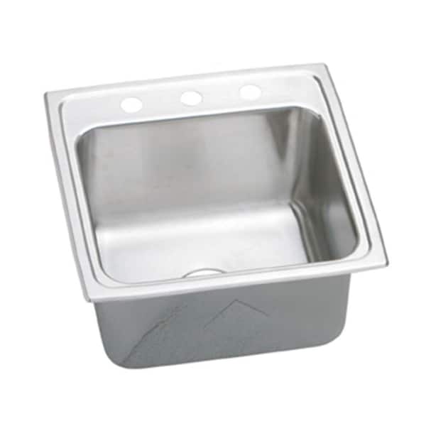 Elkay Lustertone Perfect Drain Drop-In Stainless Steel 20 in. 3-Hole Single Basin Kitchen Sink