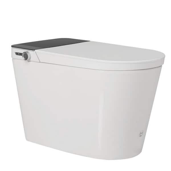 1-Piece 1.28 GPF Single Flush Elongated Shape Smart Toilet in Glossy White With Self-Cleaning Nozzle