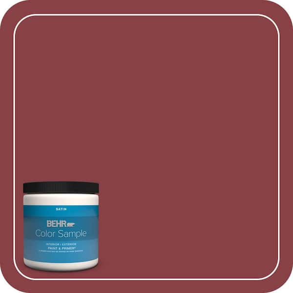 BEHR PREMIUM PLUS 8 oz. #BIC-34 Winning Red Satin Enamel Interior/Exterior Paint & Primer Color Sample