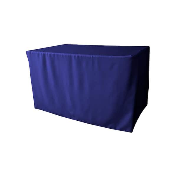 LA Linen 48 in. L x 24 in. W x 30 in. H Royal Blue Polyester Poplin Fitted Tablecloth