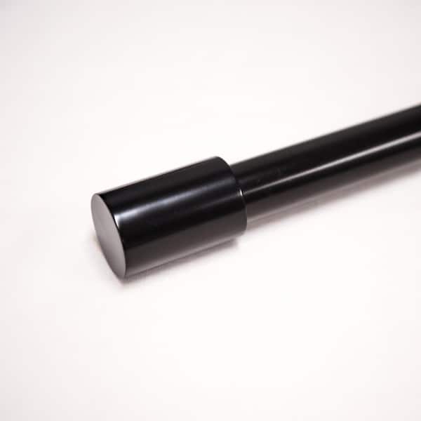 Best Home Fashion 120 in Adjustable Metal Single Curtain Rod with Cylinder Finial in Black