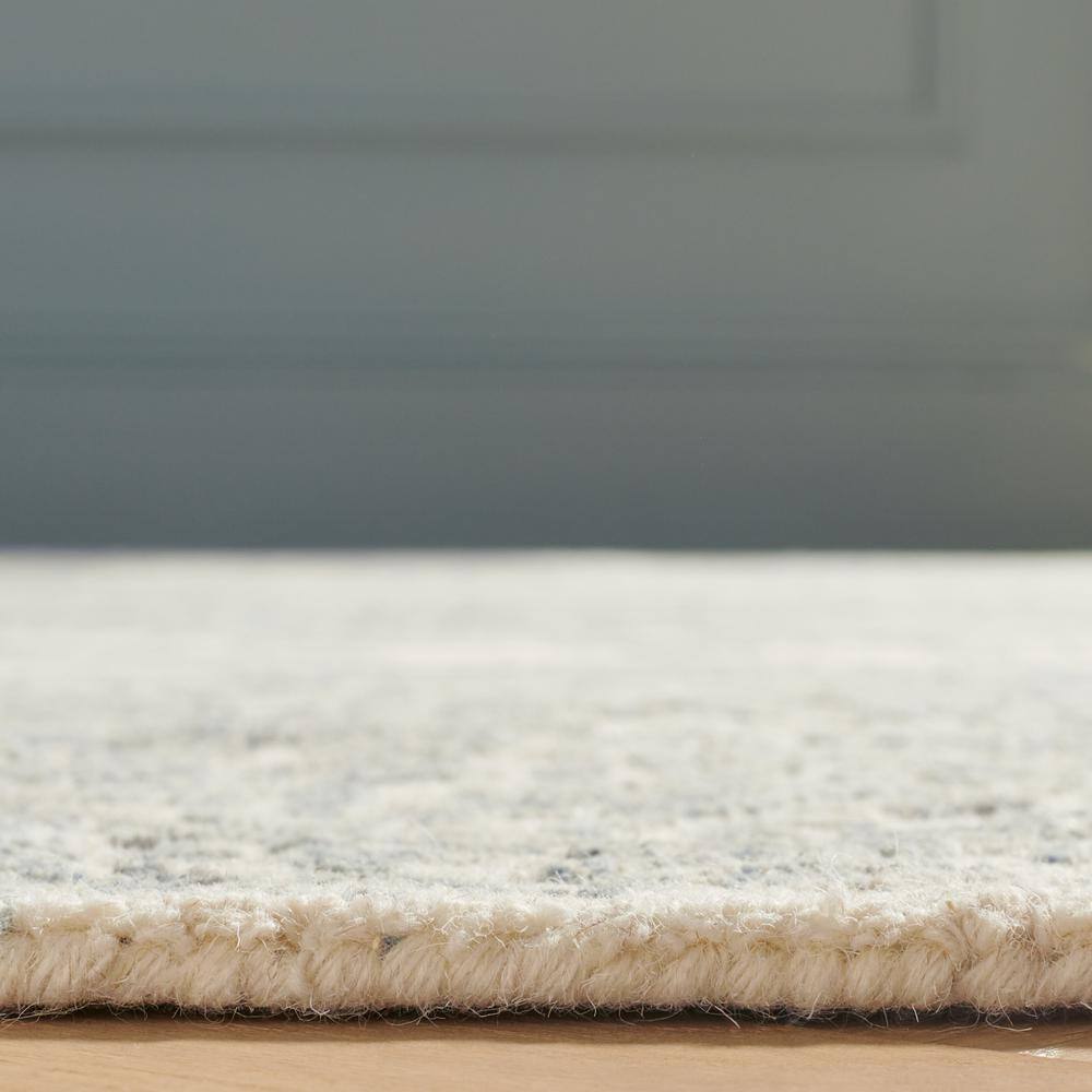 Ivory and Blue Wool Trellis Handmade Tufted Area Rug, 5' x 8'