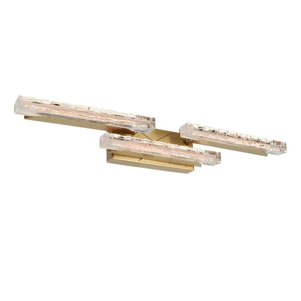 CWI Lighting Valira Integrated LED 36 in. 3 Light Brass Vanity Light