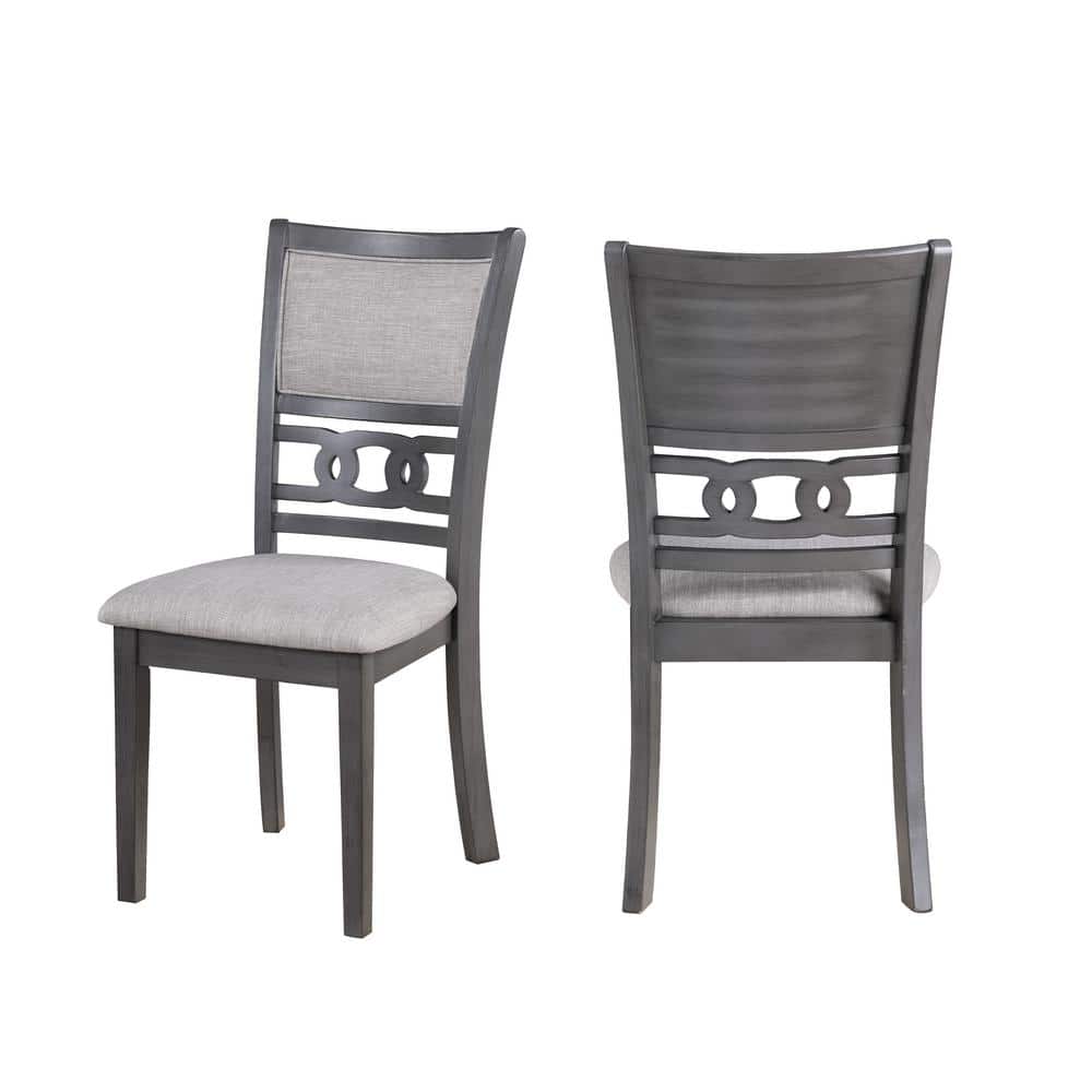 Gia 18" Gray Upholstered Wood Side Chairs (Set of 2)