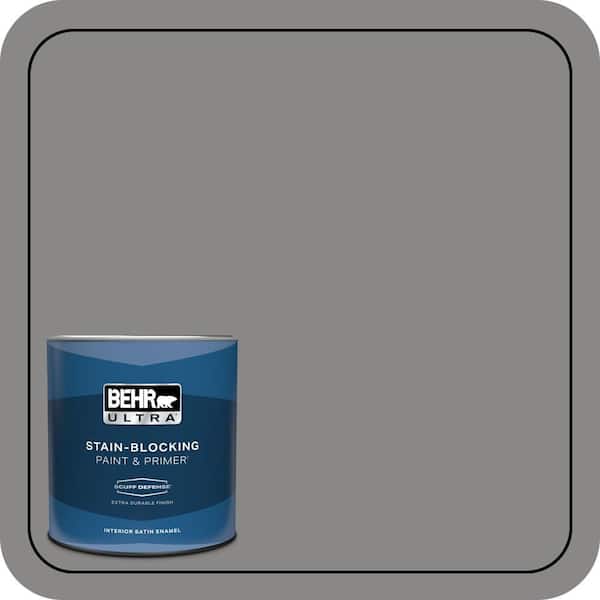 BEHR ULTRA 1 qt. #PPU26-04 Falcon Gray Extra Durable Satin Enamel Interior Paint & Primer