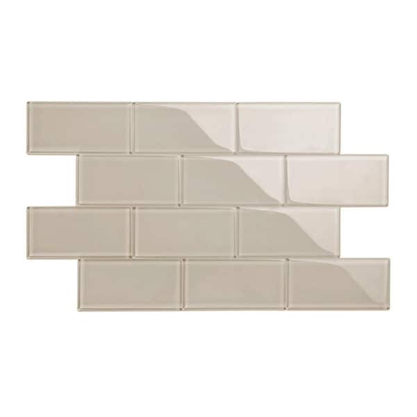 Giorbello Light Taupe 3 in. x 6 in. x 8 mm Glass Subway Wall Tile (5 sq. ft./case)