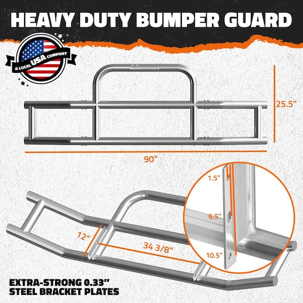 90 in. x 11.5 in. x 25.5 in. Steel Front Bumper Guard for Semi Trucks