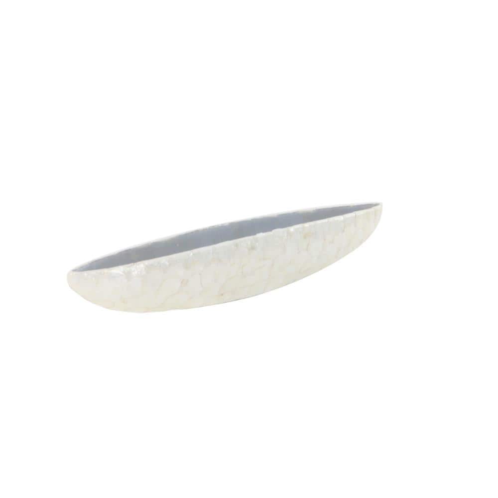 White Oval Resin Decorative Bowl with Capiz Shell