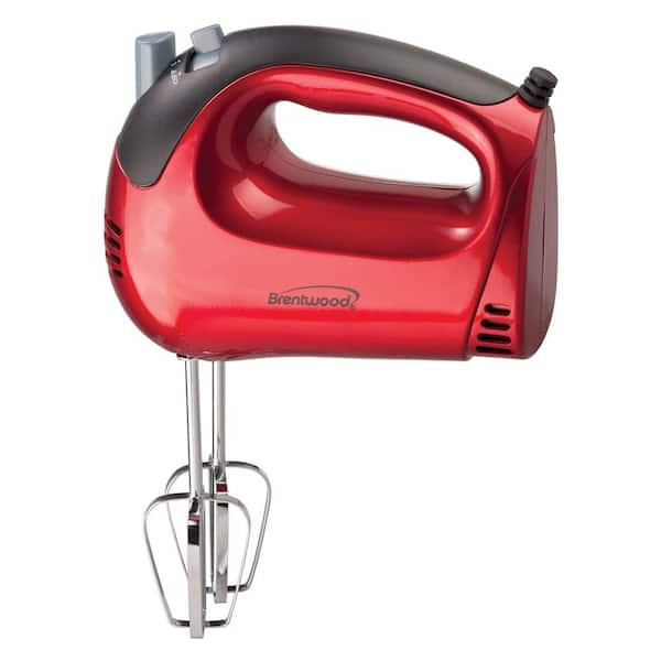 Brentwood 5-Speed Red Hand Mixer