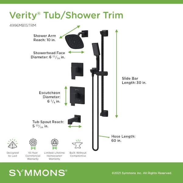 Symmons Verity 2-Handle Tub and Shower and Hand Shower Trim Kit