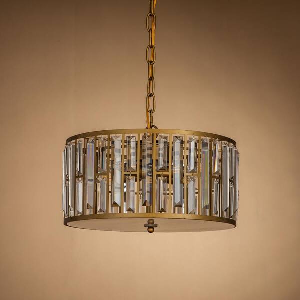 gold crystal drum chandelier