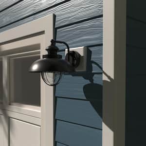 Harwich 1 Light Black Coastal Barn Dome Outdoor Wall Lantern Clear Glass