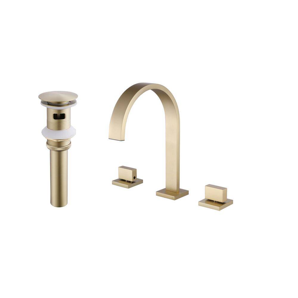 8 in. 2 Handle Widespread Bathroom Sink Faucet with Pop-Up Drain in Brushed Gold price history on PriceWatchPro